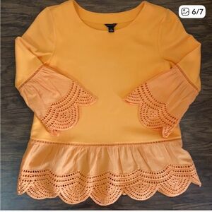 Ann Taylor Orange Shirt Eyelet Detail